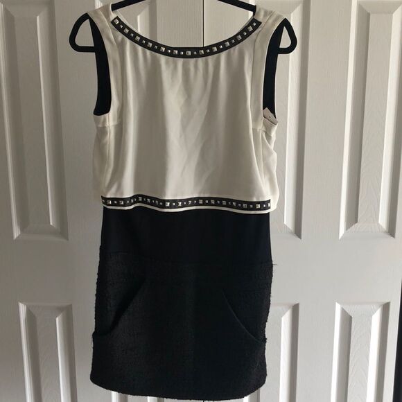 Maje Tank Dress Wool Bottom Leather & Grommets